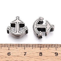 304ステンレス鋼のヨーロッパスタイルの大きな穴のビーズ  アンカー  アンティークシルバー  14x13.5x6mm  穴：4.5~6mm&nbsp;STAS-T072-122AS