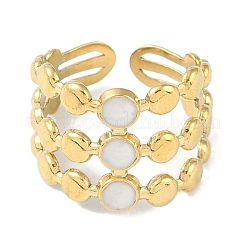 Ion Plating(IP) 304 Stainless Steel Enamel Flat Round Cuff Finger Rings&nbsp;RJEW-L107-080G-01