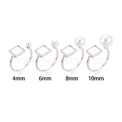 Square Brass & Shell Cup Peg Ring Settings&nbsp;KK-N274-28P