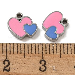 304ステンレススチールチャーム  エナメル  ハートチャーム  ステンレス鋼色  8x8.5x2mm  穴：1.2mm&nbsp;STAS-Z093-06P