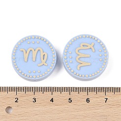 食品グレードのシリコーン焦点ビーズ  十二星座のラウンド  乙女座  25x9.5mm  穴：2.5mm&nbsp;SIL-Z021-02F