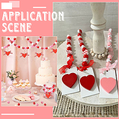 Valentine's Day DIY Wood Beads & Jute Cord Pendant Decoration Making Kits&nbsp;DIY-SP0002-71