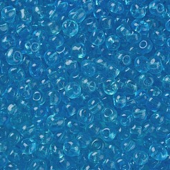 ガラスシードビーズ  トランスペアレント  ラウンド  空色  6/0  4mm  穴：1.5mm  約4500ビーズ/ポンド&nbsp;SEED-A004-4mm-3