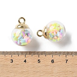 ガラスチャーム  ラウンド  CCBと手作りポリマー粘土を使用  コラム  21.5x16mm  穴：2.5mm&nbsp;FIND-Z083-01F