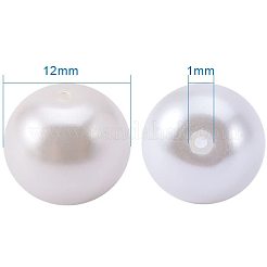 環境に優しい染めガラスパールラウンドビーズ  ベージュ  12mm  穴：0.7~1.1mm  約60個/箱&nbsp;HY-PH0001-12mm-RB011