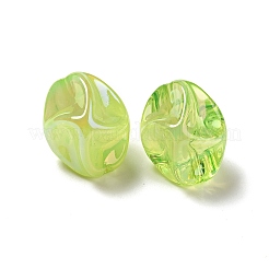 UVメッキレインボー虹色アクリルビーズ  ナゲット  緑黄  18.5x15x13.5mm  穴：1.4mm&nbsp;PACR-M002-07F