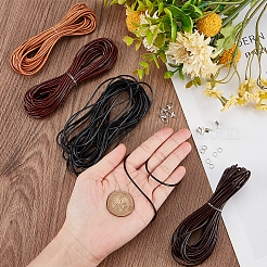 DIY 編み込みコード ブレスレット ネックレス作成キット  牛革丸紐付き  鉄製の丸カンと留め具  真鍮製のカニカン  ミックスカラー&nbsp;DIY-WH0504-09