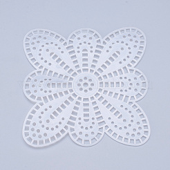 プラスチックメッシュキャンバスシート  刺繍用  アクリル毛糸クラフト  ニットとかぎ針編みのプロジェクト  花  ホワイト  11.2x11.2x1.5mm  穴：4x4mm&nbsp;DIY-M007-12