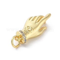 Rack Plating Palm Brass Micro Pave Cubic Zirconia Pendants&nbsp;KK-E102-18G-03