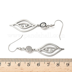 304ステンレススチールのリーフダングルイヤリング  ステンレス鋼色  60x14mm&nbsp;EJEW-Z129-13P