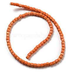 天然石瑪瑙ビーズ連売り  染め  キューブ  サンゴ  4.5x4.5x4.5mm  穴：1.2mm  約88個/連  15.04''（38.2センチメートル）&nbsp;G-M422-A01-02T