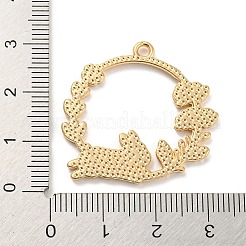 合金エナメルチャーム  ゴールドカラー  フラワーチャーム付きリング  兎  29x30x1.5mm  穴：2mm&nbsp;FIND-G064-22G-02