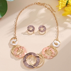女性用合金エナメルペンダントネックレス＆スタッドダングルイヤリングセット  リング  キャメル  ネックレス：16.93インチ（43cm）&nbsp;FS-WG274F2-02