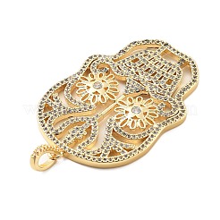 Brass Micro Pave Cubic Zirconia Pendants&nbsp;KK-L209-102G-01