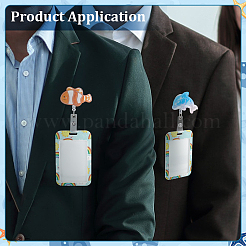 6Pcs 6 Styles Ocean Acrylic Retractable Badge Reel&nbsp;OFST-PH0001-12