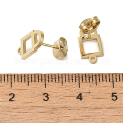 イオンプレーティング（IP）304ステンレススチールスタッドピアス金具  ロック  ゴールドカラー  12.5x6.5mm  穴：1.2mm  ピン：0.7x11mm&nbsp;STAS-I206-07G