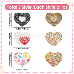 6Pcs 3 Styles Heart Hotfix Rhinestone Patches&nbsp;DIY-GF0010-05