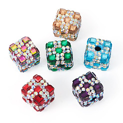 6Pcs 6 Colors Handmade Polymer Clay Rhinestone Beads&nbsp;RB-TA0001-31