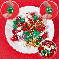 クリスマステーマのアクリルビーズセット  混合図形  ミックスカラー  15~26.5x15~24.5x14.5mm  穴：2~2.7mm&nbsp;OACR-SP0001-20A