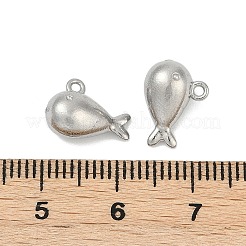 304ステンレススチールチャーム  変色防止  ステンレス鋼色  魚  8.5x12x6mm  穴：1.2mm&nbsp;STAS-E500-13P-04