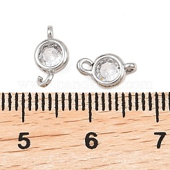 真鍮舗装クリアキュービックジルコニアコネクタチャーム  フラットラウンドいリンク  プラチナ  10x5.5x2mm  穴：1mmと1.2mm&nbsp;KK-H538-04P