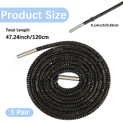 樹脂ラインストーンと合金引き紐  セーター 帽子 ロープ  スポーツパンツロープ  ブラック  1200x3.5mm&nbsp;DIY-WH20049-41B