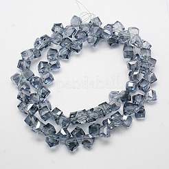 クリスタルガラスキューブビーズ連売り  多面カット  ライトスチールブルー  8x8x8mm  穴：1mm  約79個/連  18.1インチ&nbsp;GLAA-F013-A01