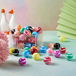 80Pcs 10 Colors Opaque Striped Acrylic Beads&nbsp;SACR-BT0001-02