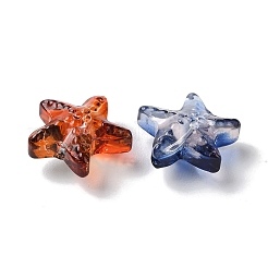 透明ガラスビーズ  ヒトデ  ミックスカラー  15x15x7mm  穴：0.8mm&nbsp;GLAA-O023-23