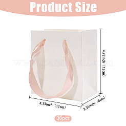 30Pcs Paper Gift Tote Bags with Pink Ribbon&nbsp;ABAG-GL0001-12