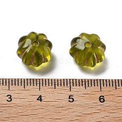 透明なアクリルビーズ  ゴールドライン入り  カボチャ  ゴールデンロッド  12x8mm  穴：1.8mm  694個/ 500g&nbsp;OACR-Q016-02A