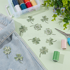12個 3スタイル コンピューター刺繍布 アイロン接着/縫い付けパッチ  マスクと衣装のアクセサリー  クローバー  ミックスカラー  43~50x30~32mm  4個/スタイル&nbsp;CLOV-WR0001-01