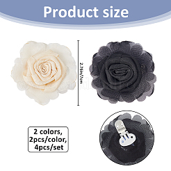 シフォン＆アイアンシューチャーム 4色2個  花  プラチナ  ミックスカラー  70mm&nbsp;HJEW-FH00250