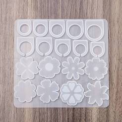 DIY リング型  シリコーン鋳造金型  UVレジン用  エポキシ樹脂工芸品作り  花  ホワイト  116x124x5.5mm&nbsp;AJEW-U020-03A