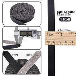 Puイミテーションレザーコード  衣類用  フラット  ブラック  12.5x1.8mm  約2.19ヤード（2m）/ロール&nbsp;LC-WH0006-06A-08