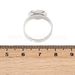 真鍮製皿付リングパーツ  鉛フリー及びカドミウムフリー  調整可能  銀色のメッキ  約3~4.5 mm幅  18mm内径  トレイ：直径12mm&nbsp;J0JR9-S