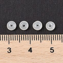 模造翡翠ガラスシードビーズ  丸い穴  ロンデル  ホワイトスモーク  4~4.5x2~2.5mm  穴：1mm  140個/セット&nbsp;SEED-Q038-01C