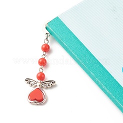 Fairy Charm Drop Alloy Bookmark with Beads for Booklover&nbsp;AJEW-JK00175
