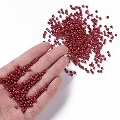 焼付塗装ガラスシードビーズ  暗赤色  6/0  4~5x3~4mm  穴：1~2mm  約4500個/袋&nbsp;SEED-S003-K14