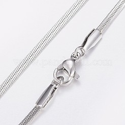 変色しない304ステンレススチールのスネークチェーンネックレス  カニカン付き  ステンレス鋼色  17.3インチ（44cm）  2x0.6mm&nbsp;NJEW-I205-19P