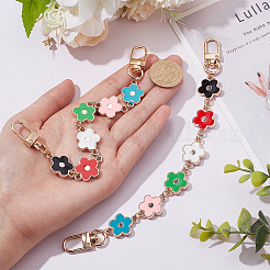 4個の花柄プラスチックエナメルリンクバッグストラップエクステンダー  合金回転式ナスカン付き  財布アクセサリー  カラフル  23cm&nbsp;FIND-WR0006-36