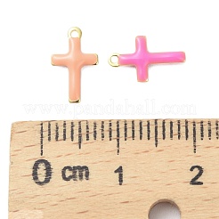 304ステンレススチールエナメルチャーム  金色。混合色  クロス  10x6x1.5mm  穴：0.8mm&nbsp;X-STAS-K303-01B-G