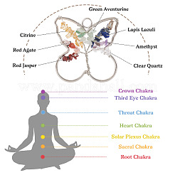 5Pcs 7 Chakra Gemstone Chips Alloy Pendants&nbsp;G-TA0001-40