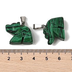 合成マラカイトペンダント  201ステンレススチール製金具付き  クマ  18~19x22~23x9~10mm  穴：4x8mm&nbsp;G-B127-02P-01