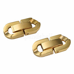 304ステンレススチール製折りたたみ式留め具  オーバル  ゴールドカラー  19x9x3mm  穴：2x3.5mm&nbsp;X-STAS-N087-48B-02G