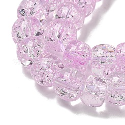 透明なスプレー塗装のクラックルガラスビーズ連売り  コラム  プラム  8x6mm  穴：1.2mm  約65個/連  15.55''（39.5センチメートル）&nbsp;GLAA-NH0001-05B