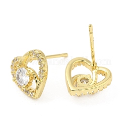 Cubic Zirconia Heart Stud Earrings&nbsp;EJEW-G353-05G