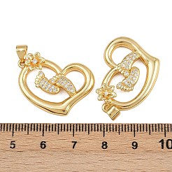 真鍮製マイクロパヴェキュービックジルコニアペンダント  ハート  16KGP本金メッキ  23.5x26.5x4mm  穴：3x4mm&nbsp;ZIRC-I367-12G-09