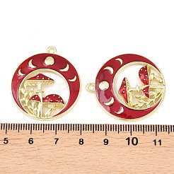 合金エナメルチャーム  月とキノコのチャーム  ゴールドカラー  32.5x29x4.5mm  穴：1.5mm&nbsp;FIND-Z116-01G