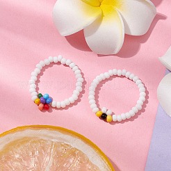 Round Glass Seed Beads Stretch Rings&nbsp;RJEW-JR00700-02